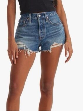 LEVIS 501 Distressed 100% Cotton Denim Shorts